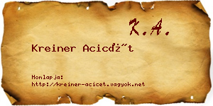 Kreiner Acicét névjegykártya